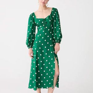 NWT J. Crew Sweetheart long-sleeve midi dress in polka dot